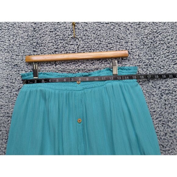 SO Tiered Button Up Maxi Skirt Size 18 Pull On Boho Fairy Grunge Hippie Blue - Picture 7 of 10